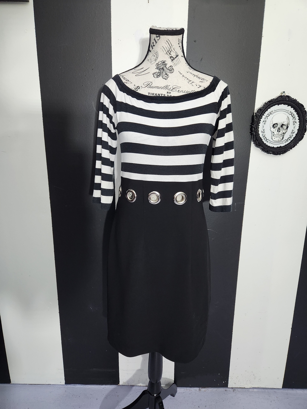 Striped Grommet Waist Dress